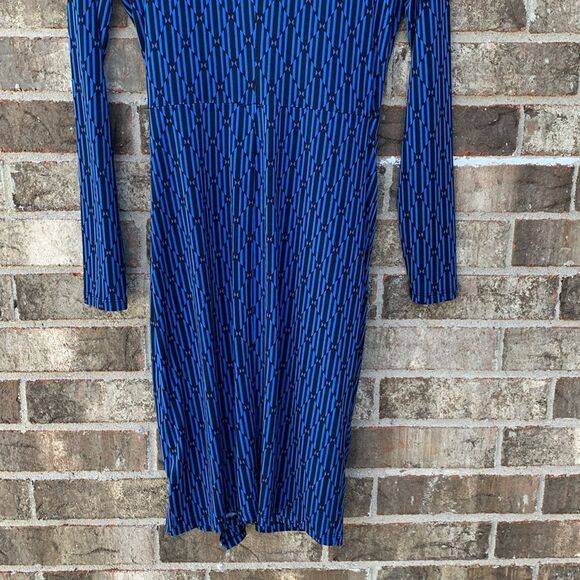 Take 50% OFF- Michael Kors Blue Ribbed Wrap Dress, Size-XS - Picture 9 of 11